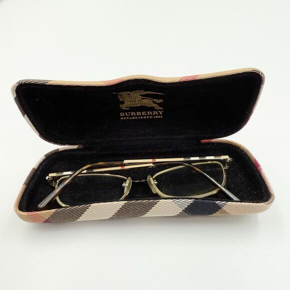 BURBERRY Eyeglasses B 1256 1145 135 Gunmetal Frames w/plaid design temples - Picture 1 of 16